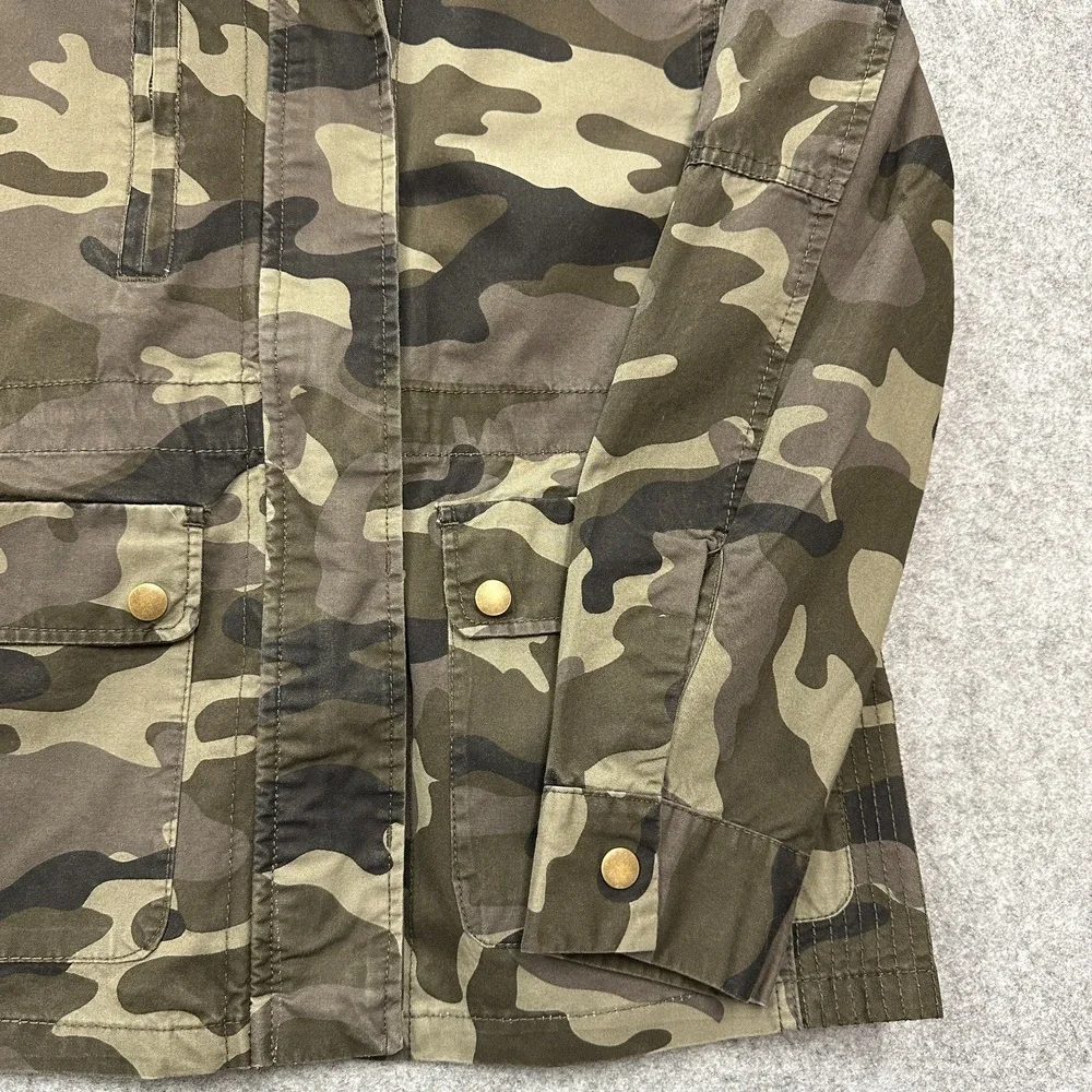 Love Tree Jacket Womens M Utility Military Style Camo Full‎ Zip Snap Pockets